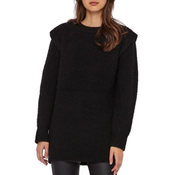 Vero Moda Sweaters - NWT Vero Moda Black Daisy Wide Shoulder Long Sleeve Knit Sweater Small